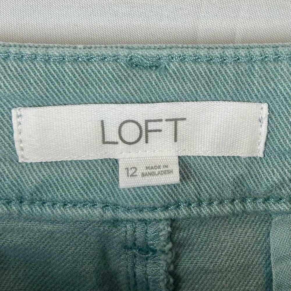 LOFT Palmer Wide Leg Pants Sage Green Utility Patch Pocket Trousers Womens 12 - Picture 8 of 9